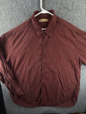 Tommy Bahama Point Silk Wool 2XL Red Brown Shirt Beach Long Sleeve Solid Hawaii